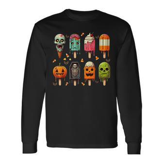 Popsicle Summer Horror Halloween Ice Cream Summerween Long Sleeve T-Shirt - Thegiftio UK