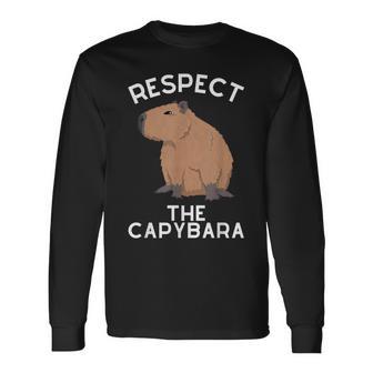 Respect The Capybara げっ歯類好き カピバラ アニマルジョーク 長袖Tシャツ - Kawaiitshirt