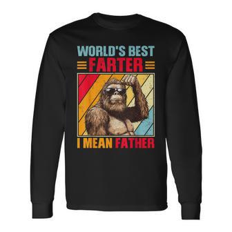 Worlds Best Farter I Mean Father Bigfoot Greatest Dad Long Sleeve T-Shirt - Thegiftio UK