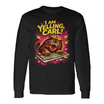 I Am Yelling Carl Donut Cat Meme Long Sleeve T-Shirt | Mazezy
