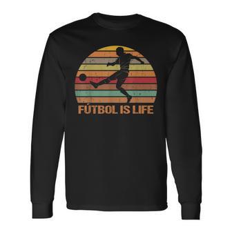 Futbol Is Life Rétrointage T-shirt à manches longues - Cadeauxyz