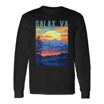 Galaxirginia Usa 山景色 サンセットスタイルデザイン 長袖Tシャツ - Kawaiitshirt