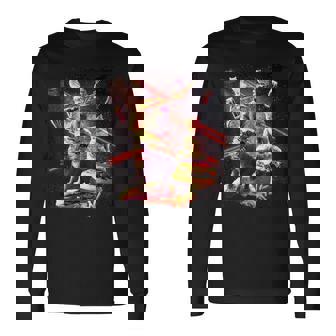 Galaxy Laser Cat On Burger -Pace Cheeseburger Cats 長袖Tシャツ - Kawaiitshirt