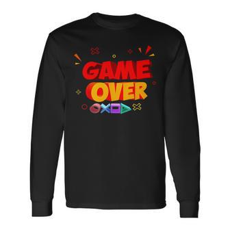 Game Over Vintage Retro Video Games Gaming Long Sleeve T-Shirt - Monsterry