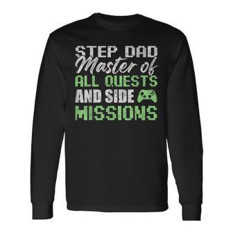 Gamer Stepdad Fathers Day Step Dad Master Of All Quests Long Sleeve T-Shirt - Thegiftio UK