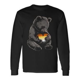 Gay Bear Pride Lgbtq Gay Pride Bear Flag Gay Flag Heart Long Sleeve T-Shirt - Monsterry