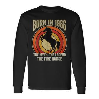 Geboren 1966 Der Mythos Die Legende Das Feuerpferd Retro Langarmshirts - Seseable