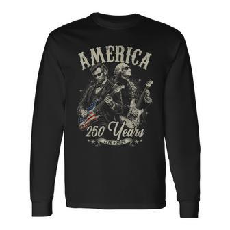 George Washington Lincoln Playing Guitar Abe Lincoln 250Th Long Sleeve T-Shirt | Mazezy