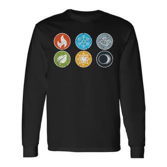 Gloomhaven Elementsímbolo Fuego Hielo Aire Tierra Luz Oscuro Camiseta de manga larga - Regaloses