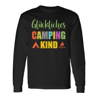 Glückliches Camping Kind Camper Caravan Zelt Kinder Camping Langarmshirts - Seseable
