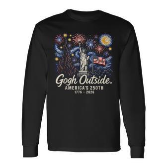 Gogh Outside America's 250Th 1776 2026 Starry Night Usa Long Sleeve T-Shirt - Thegiftio UK