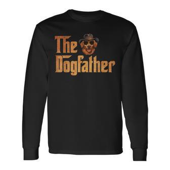 Golden The Dogfather Golden Retriever Dog Dad Owners Lover Long Sleeve T-Shirt - Thegiftio UK