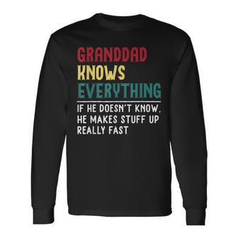 Granddad Know Everything Fathers Day For Granddad Long Sleeve T-Shirt - Thegiftio UK