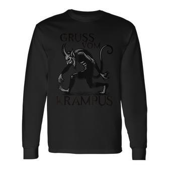 Grussom Krampus Dark Christmas Horror Krampusaludos Camiseta de manga larga - Regaloses