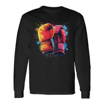 Guantes De Boxeo Pintados De Colores En Boxeo Artístico Camiseta de manga larga - Regaloses