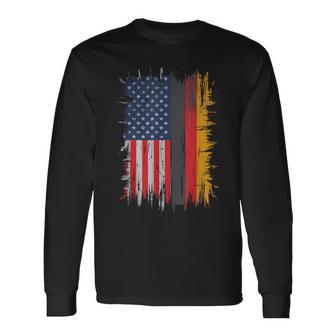 Half German Half American Usa Flag Germany America Long Sleeve T-Shirt - Thegiftio UK