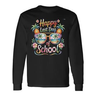 Happy Last Day Of School Tropical Pineapple Cute Tie Dye Long Sleeve T-Shirt - Thegiftio