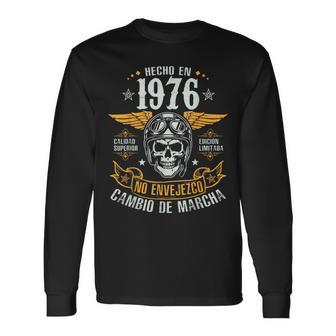 Hecho En 1976-50 Cumpleaños Moto Calavera Hombre Motero Camiseta de manga larga - Regaloses
