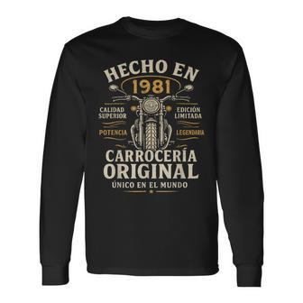 Hecho En 1981 45 Años Cumpleaños Moto Biker Hombre Motero Camiseta de manga larga - Regaloses