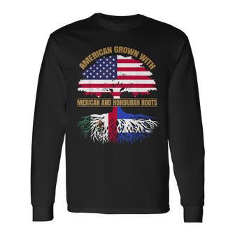 Heritage American Grown With Mexican Honduran Roots Long Sleeve T-Shirt - Thegiftio UK