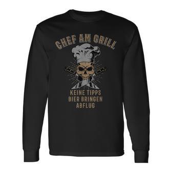 Herren Chef Am Grill Bin Am Grillen Keine Tipps Bier Holen Abflug Langarmshirts - Seseable