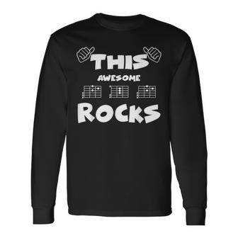 Herrenater Gitarrist Dad Rocks Gitarre Akkordatertagsgeschenk Langarmshirts - Seseable