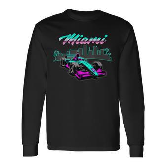 High Speed Racing With Fast Car And Miami Vibes Long Sleeve T-Shirt - Thegiftio UK