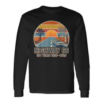 Highway 66 100 Years 1926-2026 Classic Car Lover Anniversary Long Sleeve T-Shirt | Seseable CA