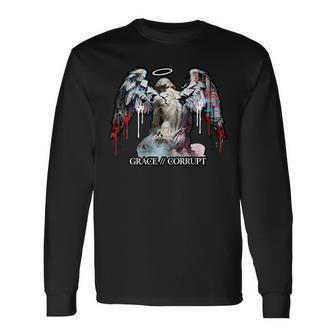 Hip Hop Angel Vintage Edgy Y2k Backprint Streetwear Angel Long Sleeve T-Shirt - Thegiftio UK