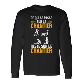 Humour Chantier Travaux Construction Bâtiment Travailleur T-shirt à manches longues - Cadeauxyz