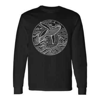 Humpback クジラ 海から雲に飛ぶ 長袖Tシャツ - Kawaiitshirt