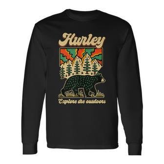 Hurley Virginia Outdoors Black Bear In The Mountains Retro Long Sleeve T-Shirt - Thegiftio UK