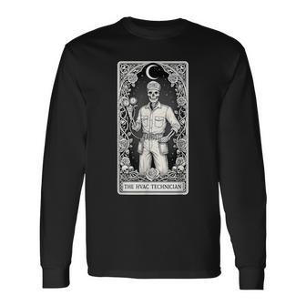 The Hvac Technician Skeleton Tarot Card Long Sleeve T-Shirt - Thegiftio UK