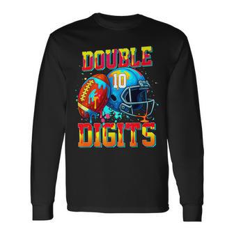 Ice Cream Drip Football Double Digits 10Th Birthday Boy Long Sleeve T-Shirt - Thegiftio UK