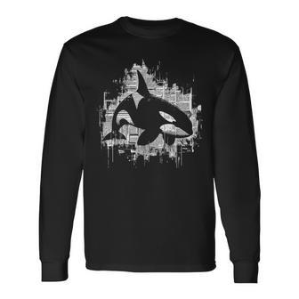 Ilustración De Periódico De Ballena Orca Amante De La Orcaintage Camiseta de manga larga - Regaloses