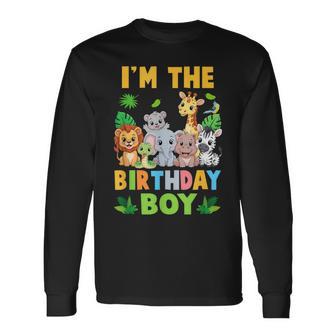 I'm The Birthday Boy Kids Safari Jungle Animal Long Sleeve T-Shirt - Thegiftio
