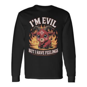 I’M Evil But I Have Feelings Cute Demon Goat Long Sleeve T-Shirt - Thegiftio UK