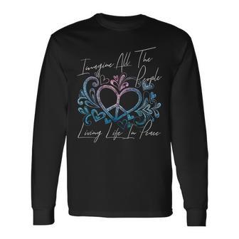 Imagine Hippie People Living Life In Peace And Love 長袖Tシャツ - Kawaiitshirt