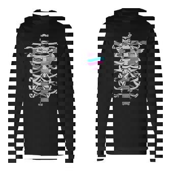 Intersex 心臓骨 誇り 両性的なプライドへのギフト 長袖Tシャツ - Kawaiitshirt