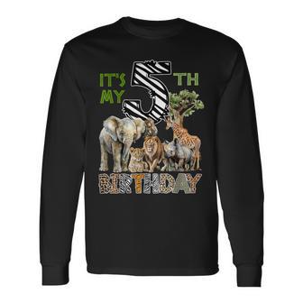 It’S My 5Th Birthday Boy Safari Jungle Theme 5 Years Old Zoo Long Sleeve T-Shirt - Thegiftio UK