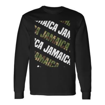Jamaicaカモ柄グリーンカモフラージュ 長袖Tシャツ - Kawaiitshirt