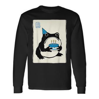 Japanese Kawaii Happy Birthday Grumpy Frog Birthday Long Sleeve T-Shirt - Thegiftio