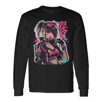 Japanese Streetwear Cyberpunk Y2k Techwear Retro Manga Anime Long Sleeve T-Shirt - Thegiftio