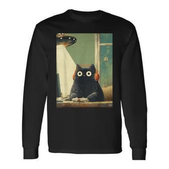 Japanischechwarze Gamer Catideospiele Abduktion Ufopace Langarmshirts - Geschenkecke