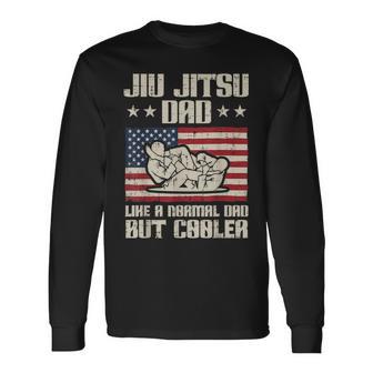 Jiu Jitsu Dad Like Normal Cooler Us Flag Fathers Day Bjj Men Long Sleeve T-Shirt - Thegiftio UK