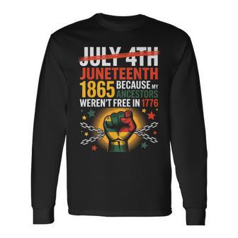 Junenth 1865 Black History Freedom Pride Graphic Long Sleeve T-Shirt - Thegiftio UK
