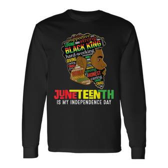 Junenth Is My Independence Day Black King Fathers Day Men Long Sleeve T-Shirt - Thegiftio UK