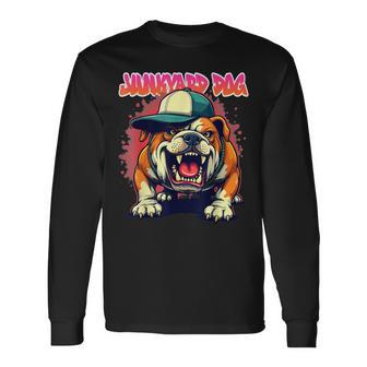 Junkyard Dog Bulldog Hip Hop Urban Streetwear Graffiti Long Sleeve T-Shirt - Thegiftio UK