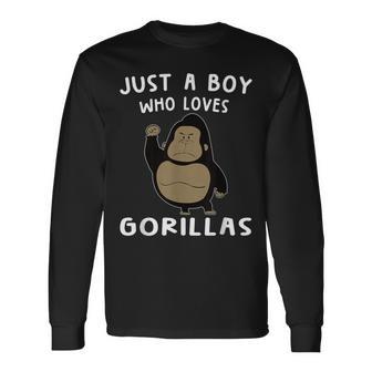 Just A Boy Who Loves Gorillas Gorilla Lover 長袖Tシャツ - Kawaiitshirt