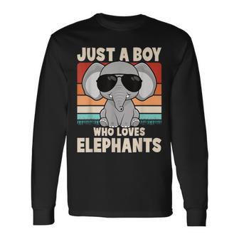 Just A Boy Who Loves Elephants Elephant Boys Kids Long Sleeve T-Shirt - Thegiftio UK